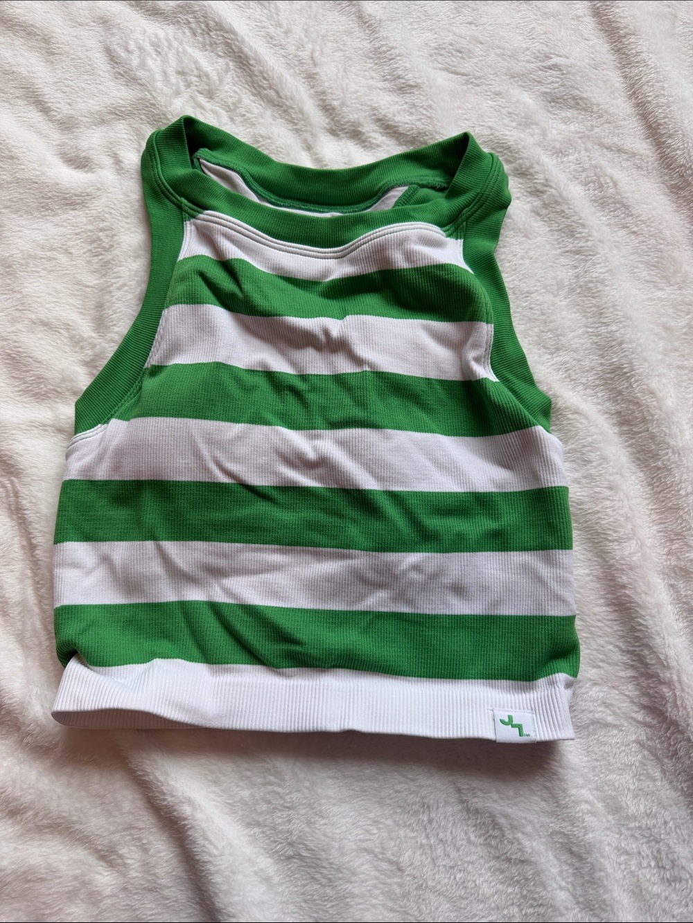 Target Green & White Striped Cropped Tank Top